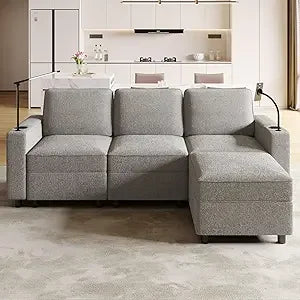 Smart Modular Cloud Sectional Sofa with Storage, Power Grommets, Cup Holders & Customizable Layout