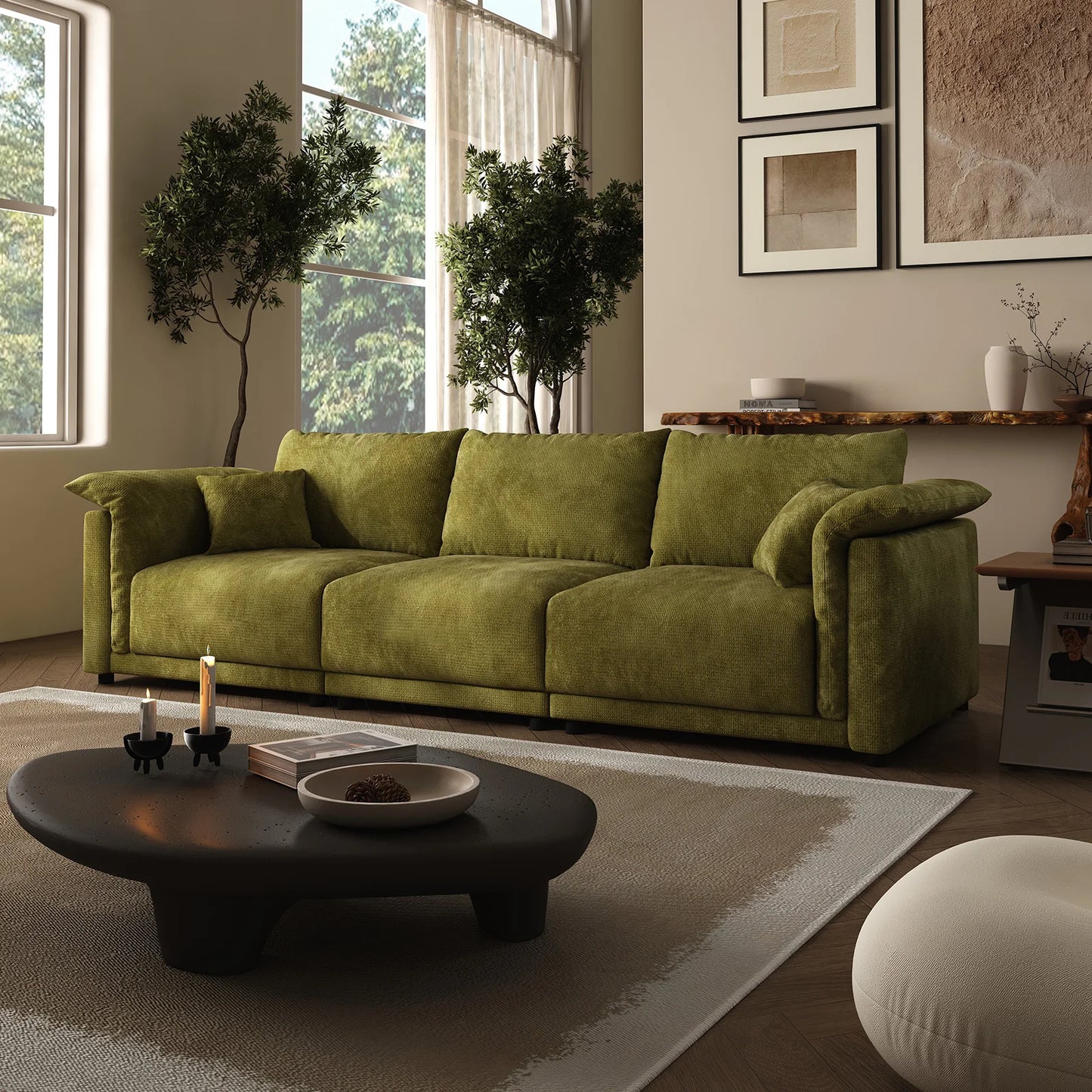 98.5” Modern Cloud Sofa – Deep-Seat Modular Comfort with Minimalist Luxury