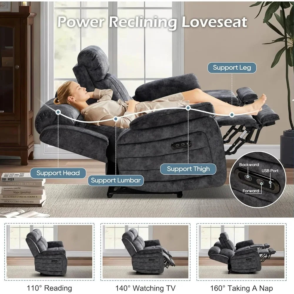 Luxury Power Reclining Sofa with Zero-Gravity, Drop-Down Table & USB/Type-C Ports