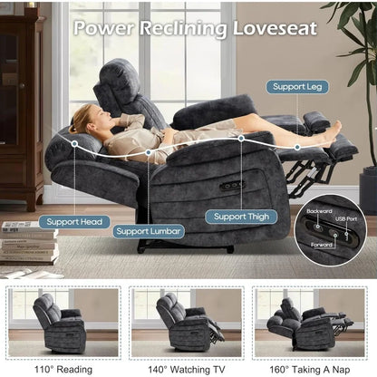 Luxury Power Reclining Sofa with Zero-Gravity, Drop-Down Table & USB/Type-C Ports