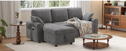 Convertible L-Shaped Sleeper Sofa with Storage Chaise, Stain-Resistant Fabric & Pet-Friendly Design