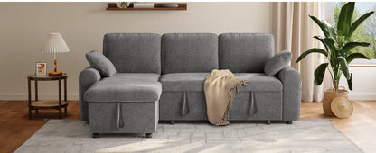 Convertible L-Shaped Sleeper Sofa with Storage Chaise, Stain-Resistant Fabric & Pet-Friendly Design