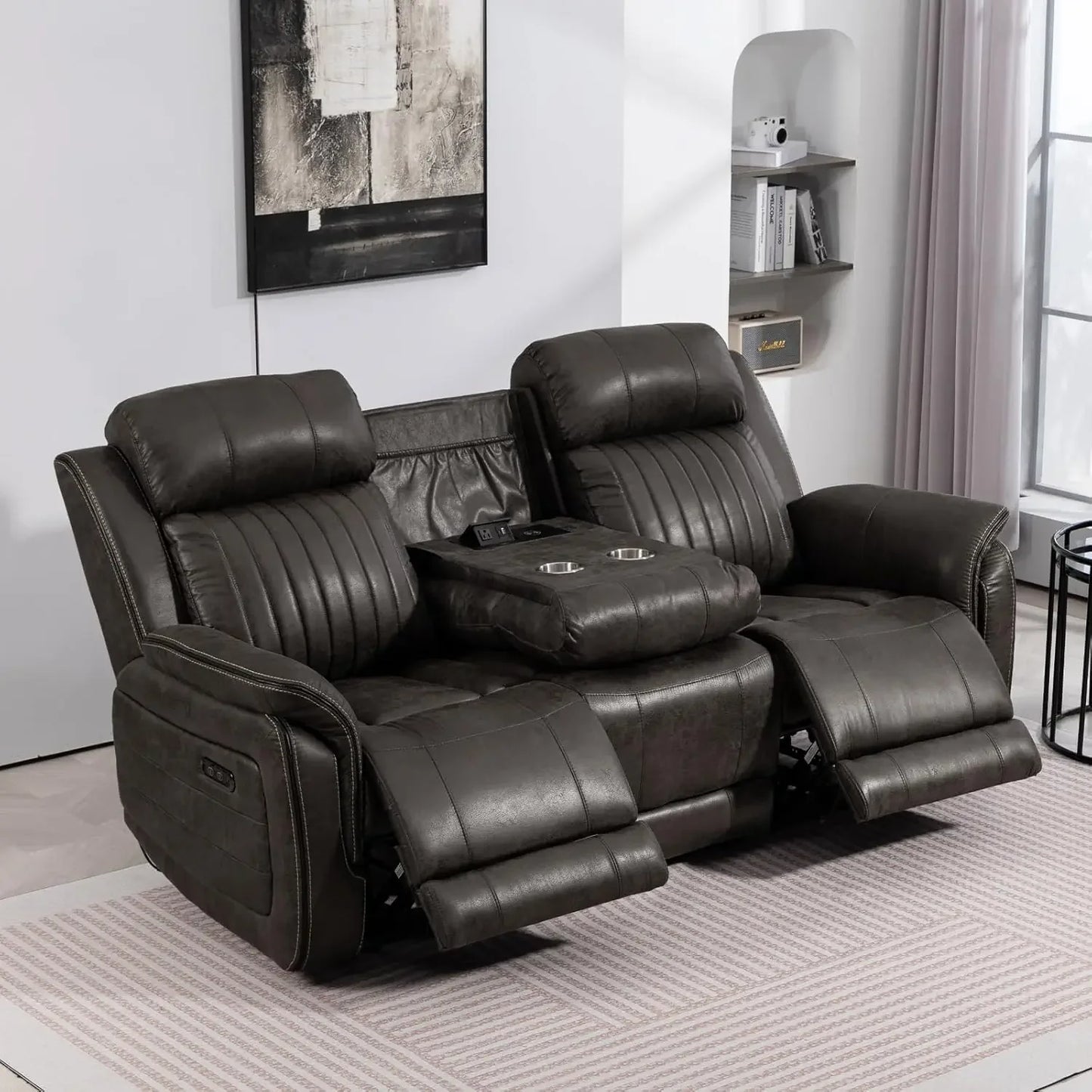 Luxury Power Reclining Sofa with Zero-Gravity, Drop-Down Table & USB/Type-C Ports