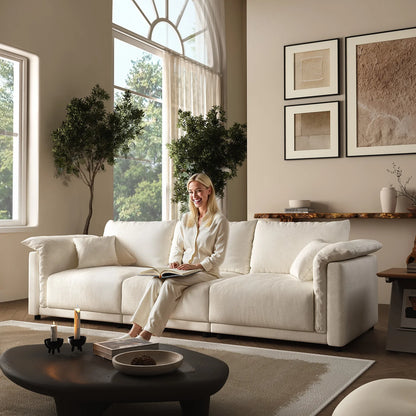 98.5” Modern Cloud Sofa – Deep-Seat Modular Comfort with Minimalist Luxury