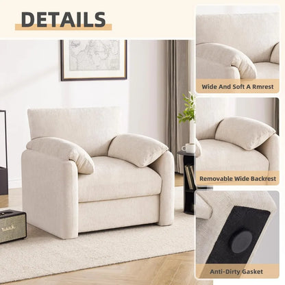Ultra-Comfort Oversized Modern Accent Chair – Plush Chenille, Deep Cushion Seating