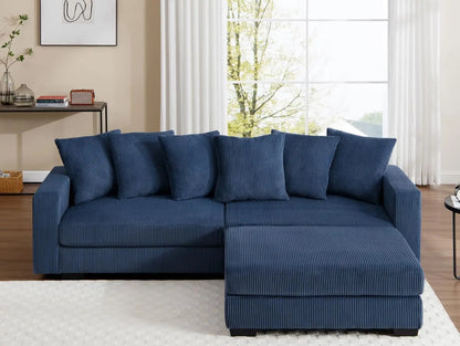 Oversized Modular Corduroy Sectional Sofa – Deep Seats, Sleeper Function & Removable Covers
