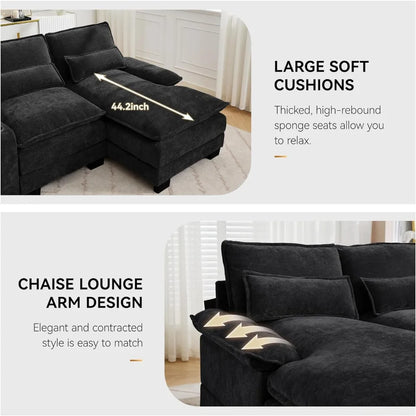 Luxury Deep-Seat U-Shaped Modular Cloud Sectional with Double Chaises & Storage Console