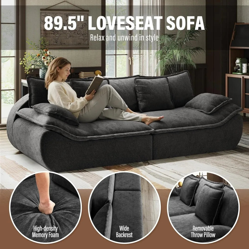 Ultra-Plush Deep Seat Cloud Loveseat – Modern Cozy Sofa with Memory Foam Comfort