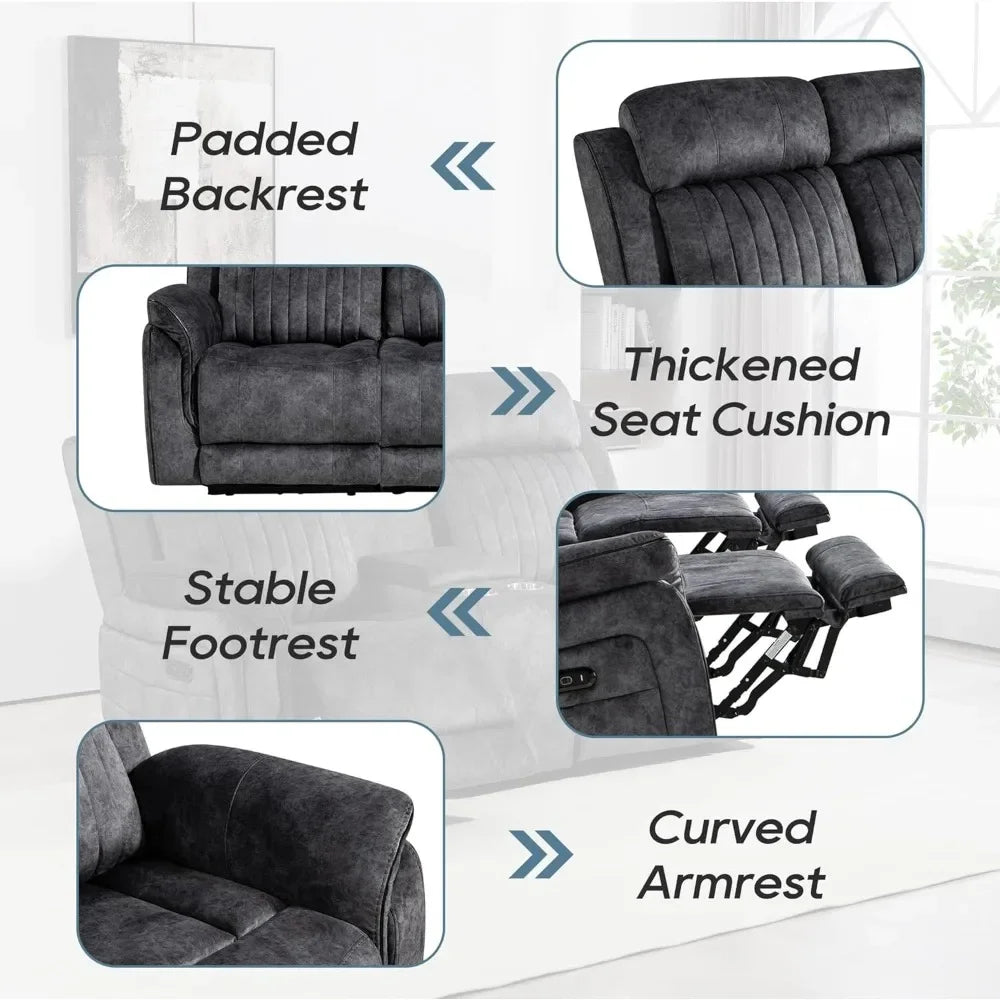 Luxury Power Reclining Sofa with Zero-Gravity, Drop-Down Table & USB/Type-C Ports
