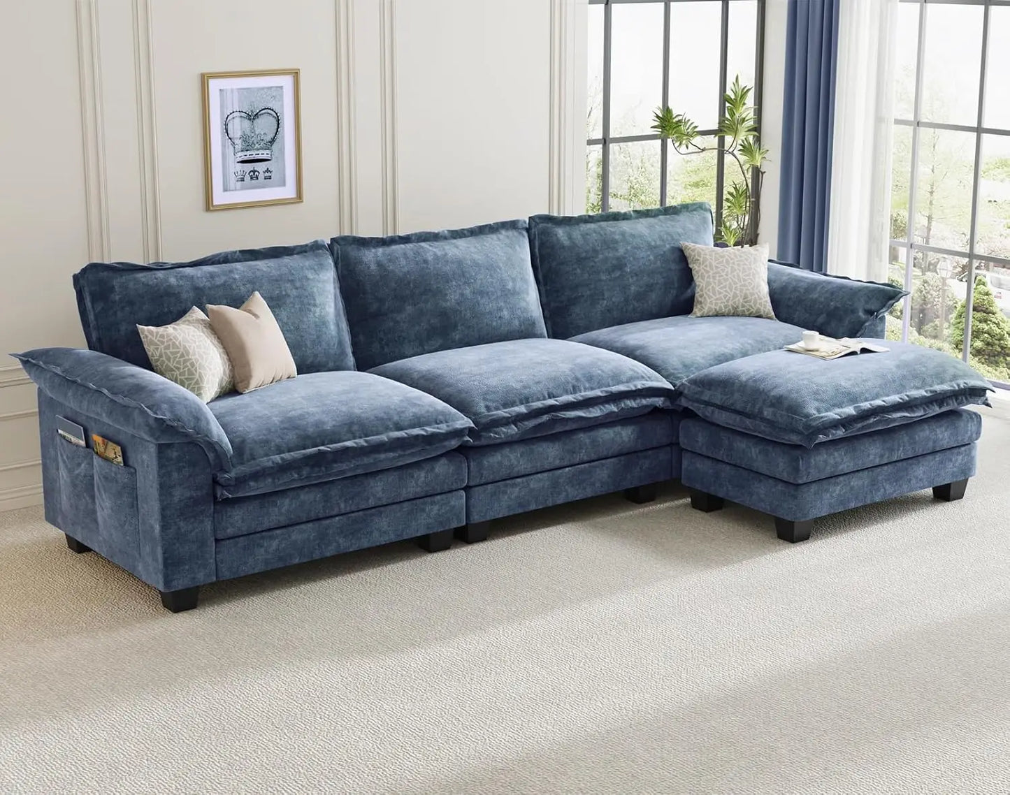 Modular Cloud Sectional Sofa – Customizable Layout, Deep Cushions & Washable Chenille Fabric