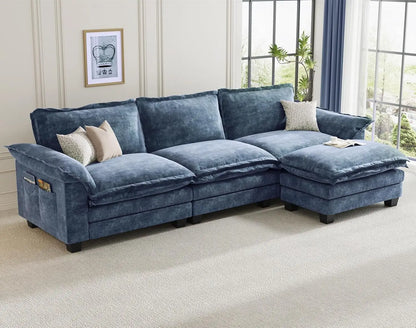 Modular Cloud Sectional Sofa – Customizable Layout, Deep Cushions & Washable Chenille Fabric