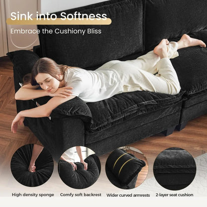 Modular Cloud Sectional Sofa – Customizable Layout, Deep Cushions & Washable Chenille Fabric