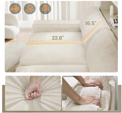 Modern Deep-Seat Sofa with Plush Cushions, USB Charging & Soft Chenille Upholstery