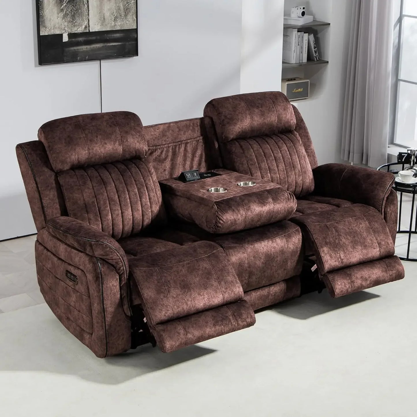 Luxury Power Reclining Sofa with Zero-Gravity, Drop-Down Table & USB/Type-C Ports