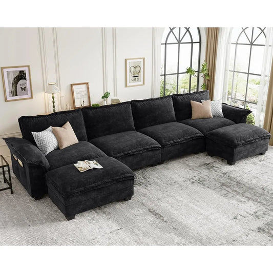 Modular Cloud Sectional Sofa – Customizable Layout, Deep Cushions & Washable Chenille Fabric