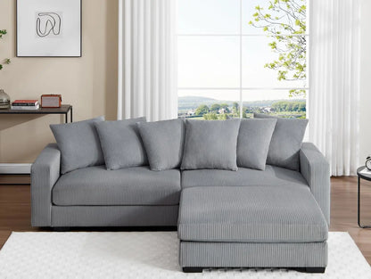Oversized Modular Corduroy Sectional Sofa – Deep Seats, Sleeper Function & Removable Covers