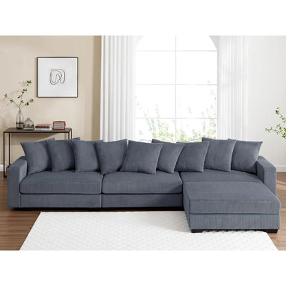 Oversized Modular Corduroy Sectional Sofa – Deep Seats, Sleeper Function & Removable Covers