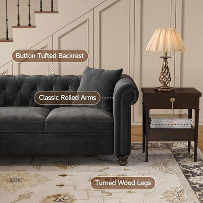 Luxury Velvet Chesterfield L-Shaped Sectional – Classic Button-Tufted Design & Timeless Elegance