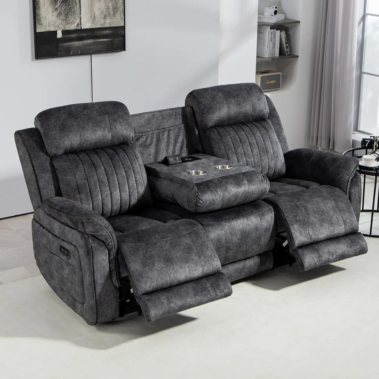 Luxury Power Reclining Sofa with Zero-Gravity, Drop-Down Table & USB/Type-C Ports
