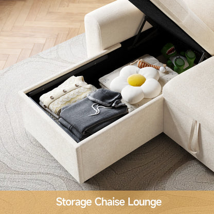 Convertible L-Shaped Sleeper Sofa with Storage Chaise, Stain-Resistant Fabric & Pet-Friendly Design