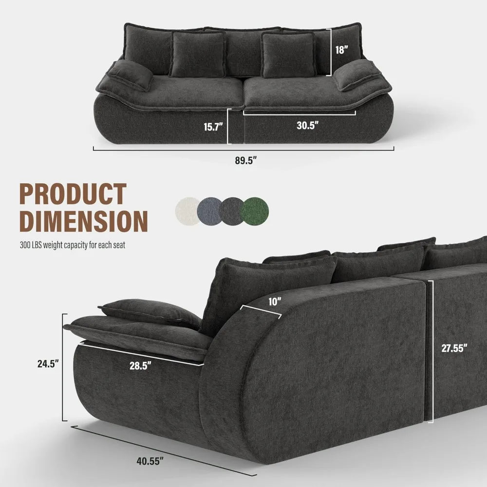 Ultra-Plush Deep Seat Cloud Loveseat – Modern Cozy Sofa with Memory Foam Comfort