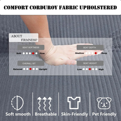 Oversized Modular Corduroy Sectional Sofa – Deep Seats, Sleeper Function & Removable Covers