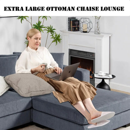 Oversized Modular Corduroy Sectional Sofa – Deep Seats, Sleeper Function & Removable Covers