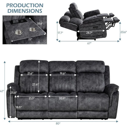 Luxury Power Reclining Sofa with Zero-Gravity, Drop-Down Table & USB/Type-C Ports