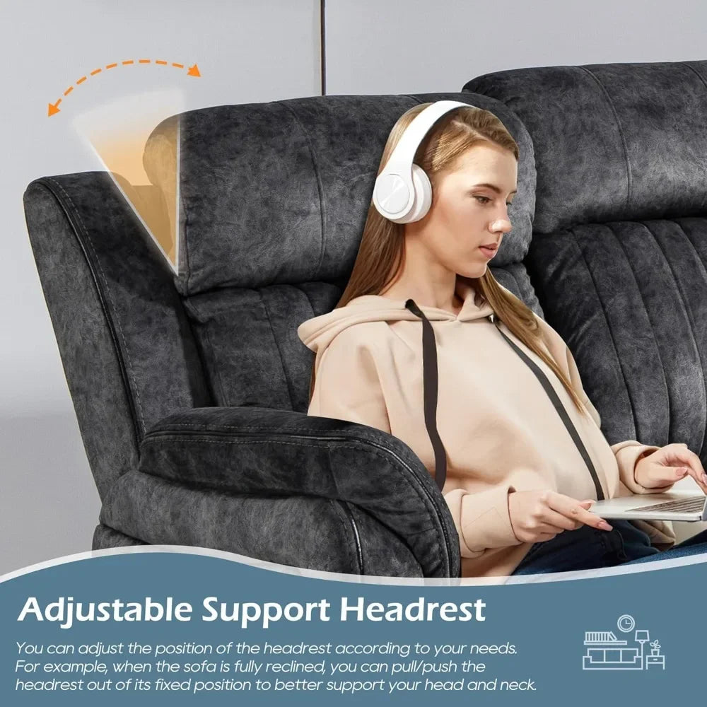 Luxury Power Reclining Sofa with Zero-Gravity, Drop-Down Table & USB/Type-C Ports