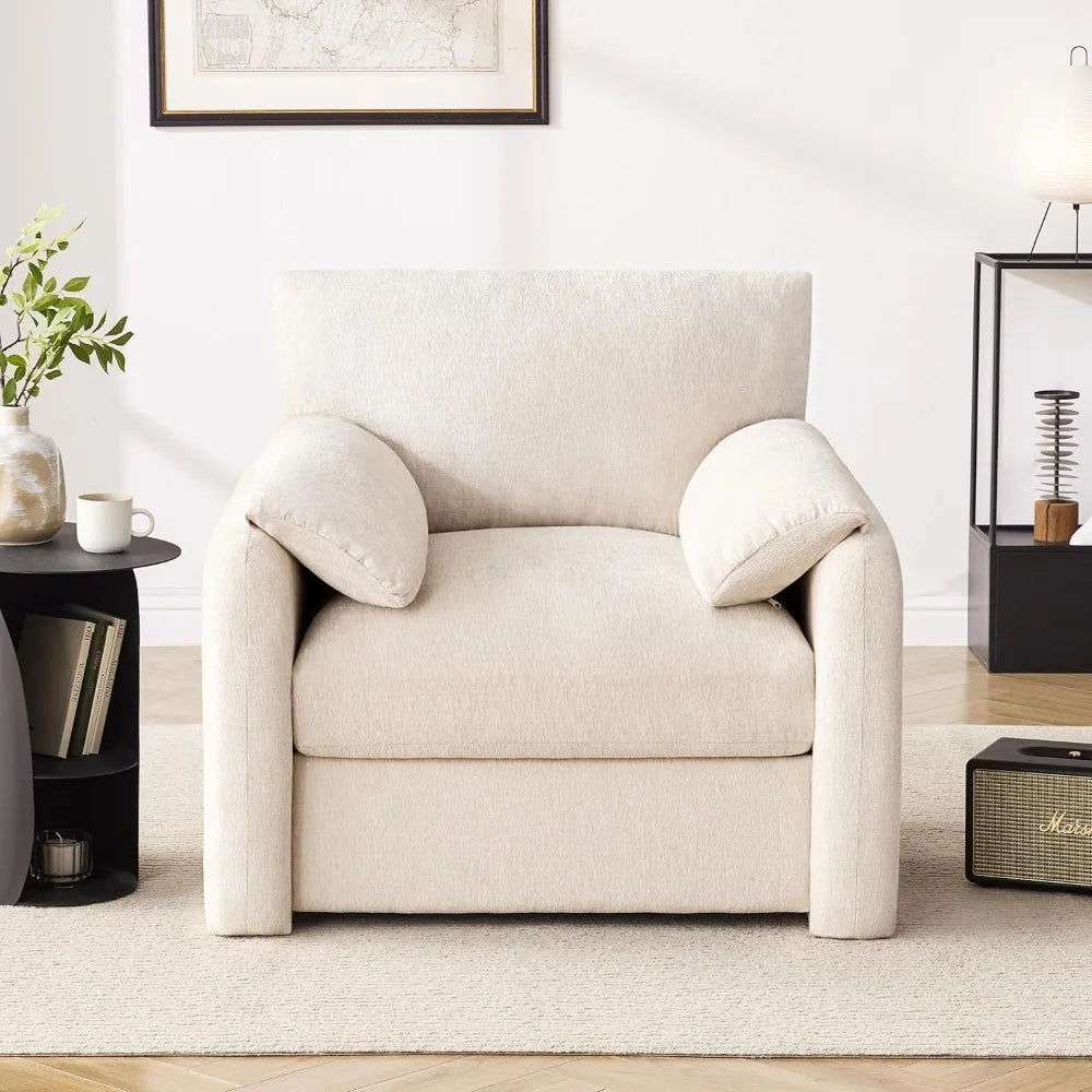 Ultra-Comfort Oversized Modern Accent Chair – Plush Chenille, Deep Cushion Seating