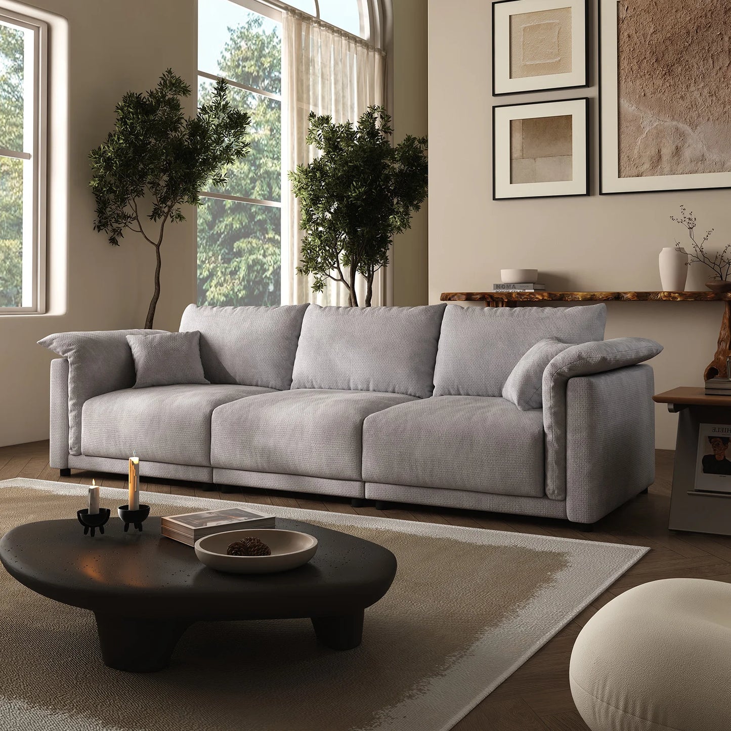 98.5” Modern Cloud Sofa – Deep-Seat Modular Comfort with Minimalist Luxury