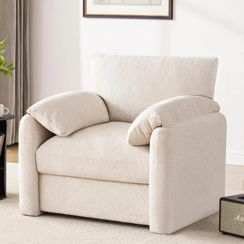 Ultra-Comfort Oversized Modern Accent Chair – Plush Chenille, Deep Cushion Seating