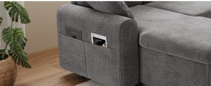 Convertible L-Shaped Sleeper Sofa with Storage Chaise, Stain-Resistant Fabric & Pet-Friendly Design